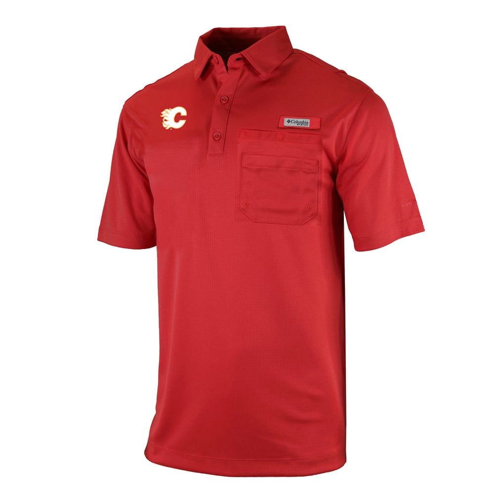  Calgary Flames Columbia Flycaster Omni-Wick Pocket Polo - Red